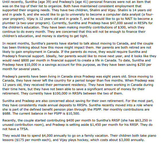 THIS IS A CASE STUDY PLEASE HELP QUESTIONS Until recently, Sunitha (age