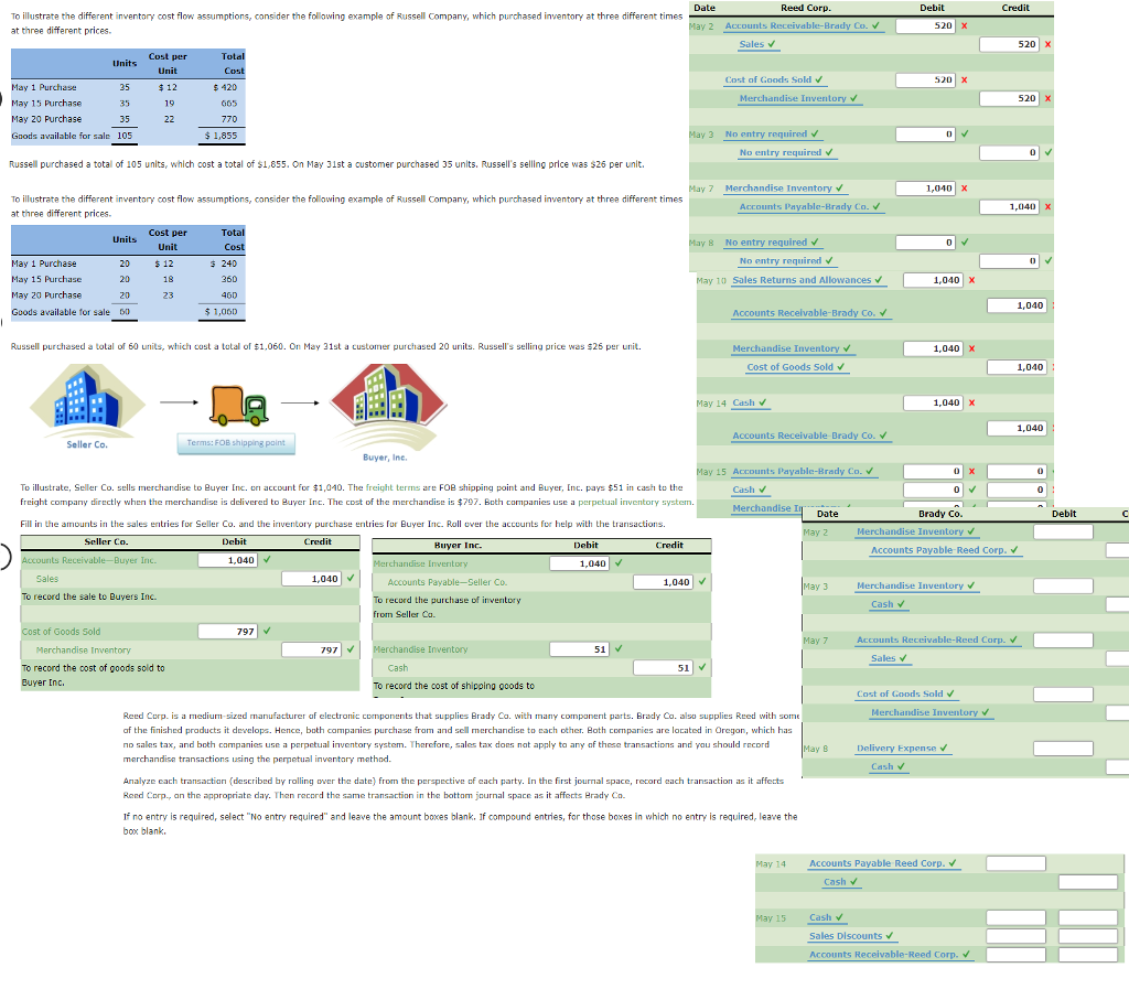  Date Reed Corp To illustrate the different inventory cost flow assumptions,