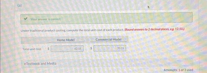 costs assigned (a) $ Units produced (b) Overhead cost per unit (a)
