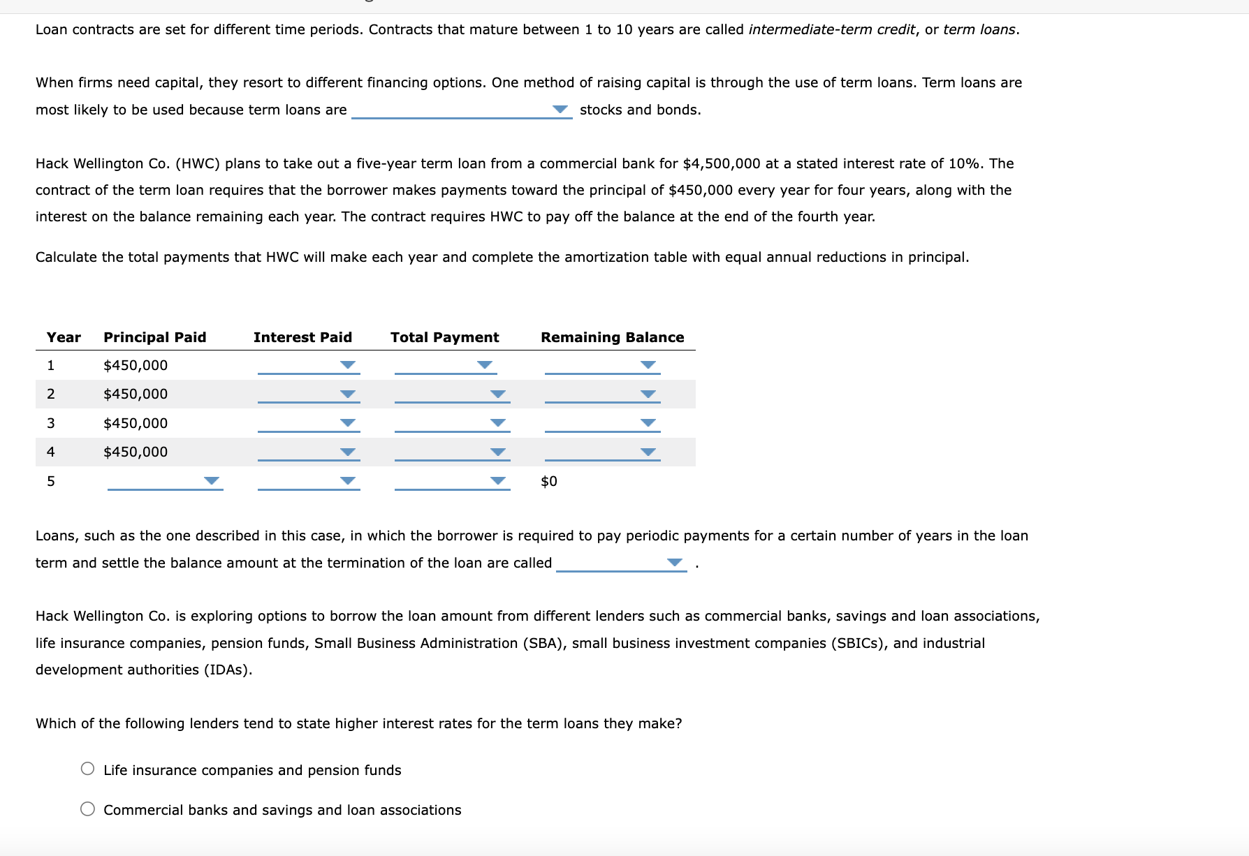 Loan contracts are set for different time periods. Contracts that mature
