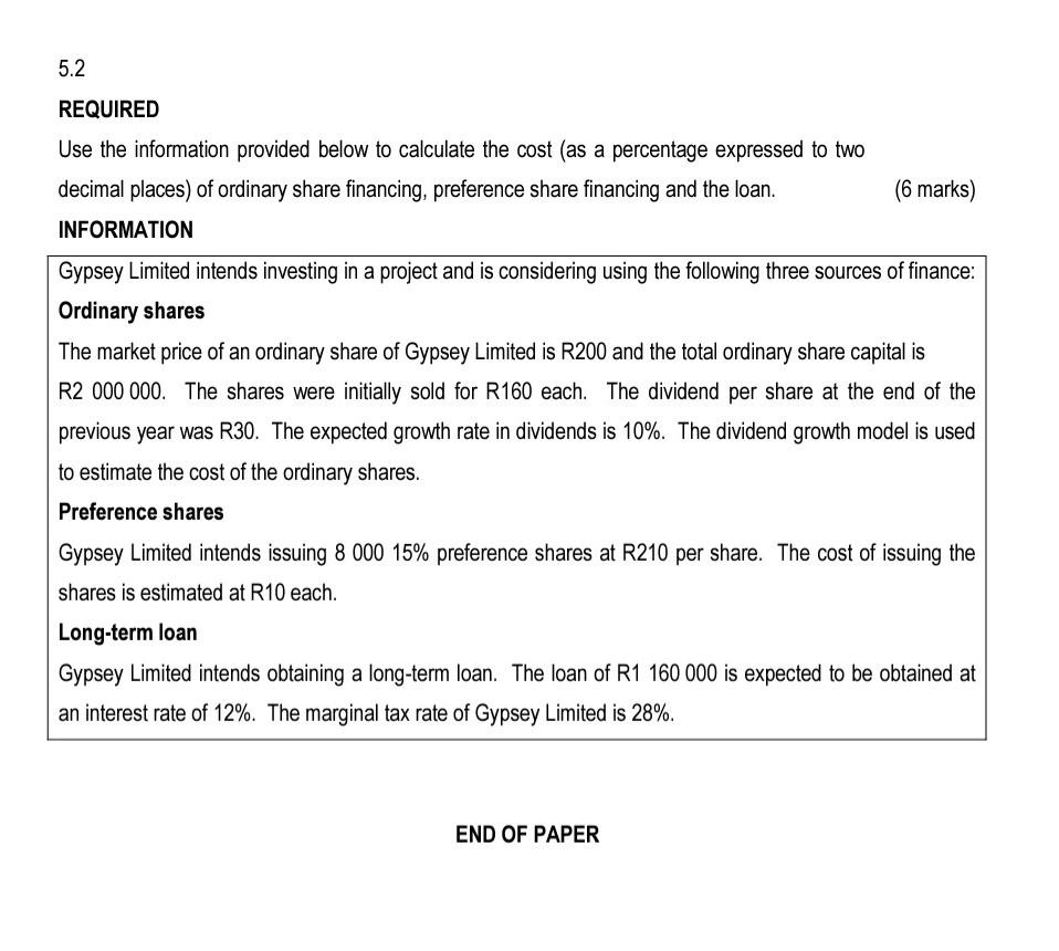 tables provided in APPENDICES 1 and 2 that appear after QUESTION 5.