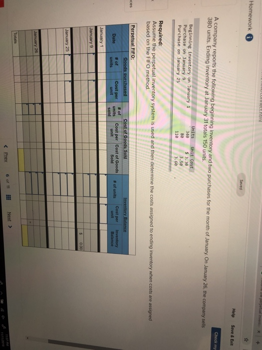  Need help Help Save & Exit A company reports the following