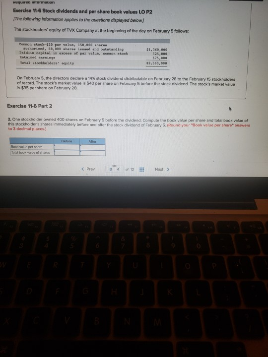 displayed below.) The stockholders' equity of TVX Company at the beginning of