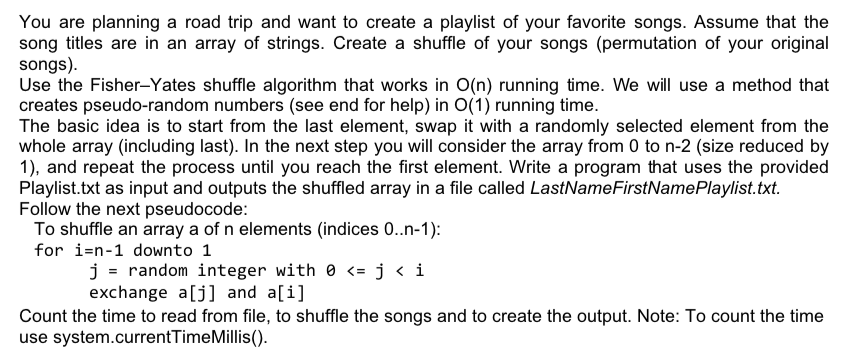 This for a JAVA Course, See below and this program should use