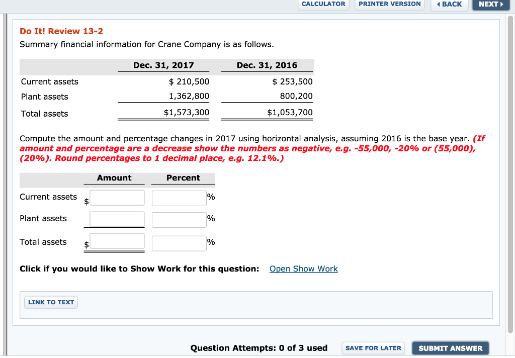  CALCULATOR PRINTER VERSION BACK NEXT Do It! Review 13-2 Summary financial
