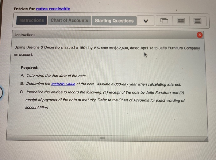  entires for notes recievable Entries for notes receivable Instructions Chart of