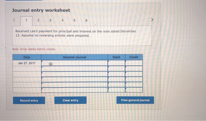 entry to record the acerued interest on the Lee note. look 2017