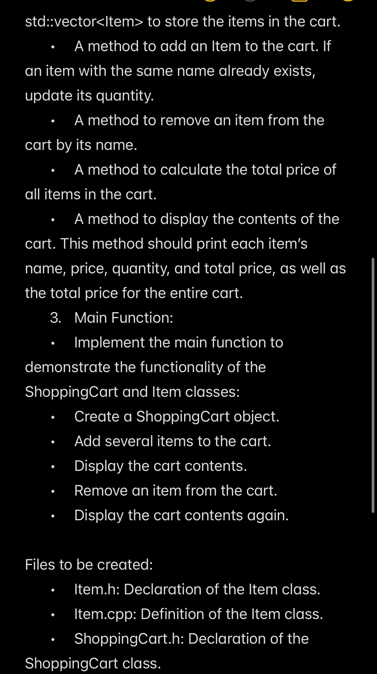  Question 1: You are required to implement a basic shopping cart