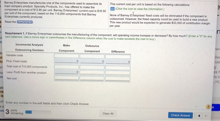 of Specialty Product F$12.90 per unit. B ent, based on the eroduces.