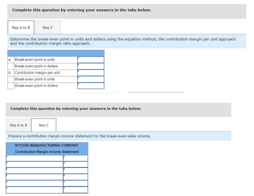 Problem 11-28 Determining the break-even point and preparing a contribution margin income