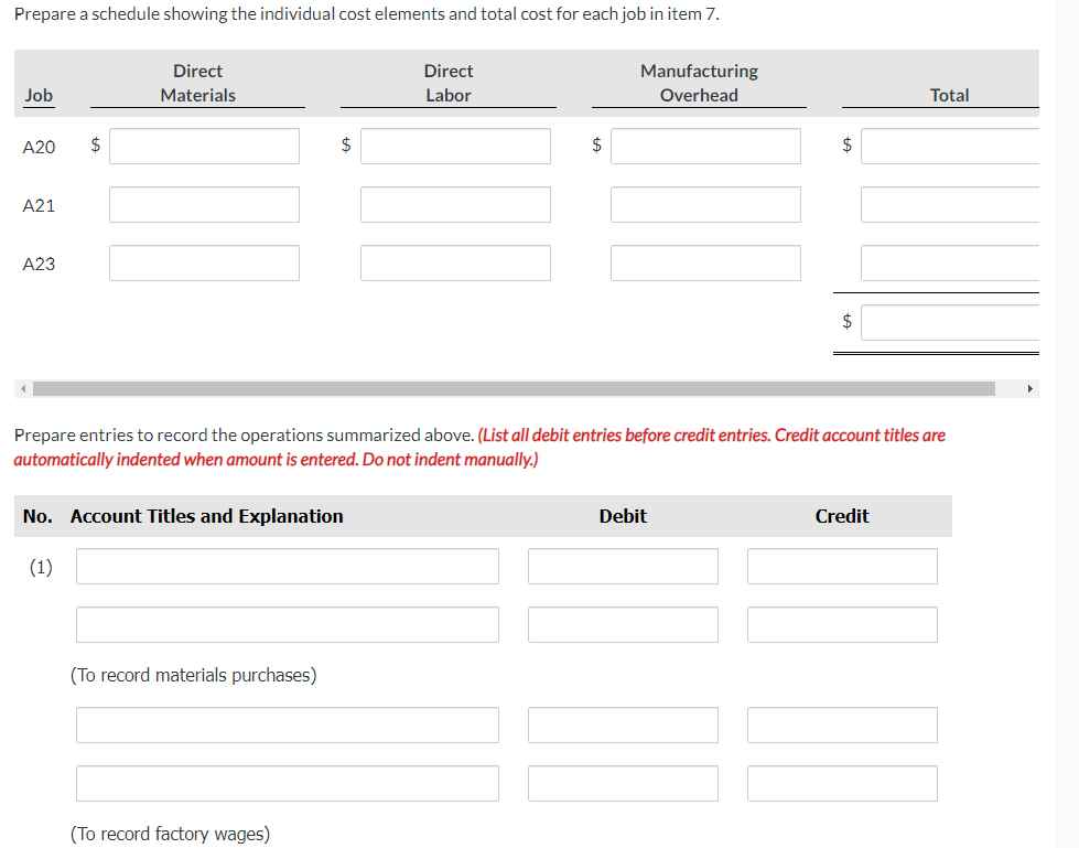 into production) (3) (4) (5) (6) (7) Prepare entries to record the