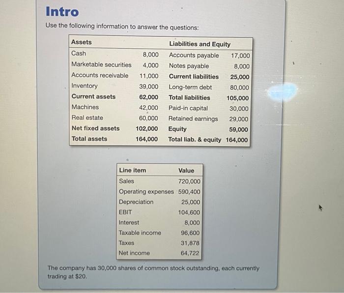 I need help solving this Problem Use the following information to answer