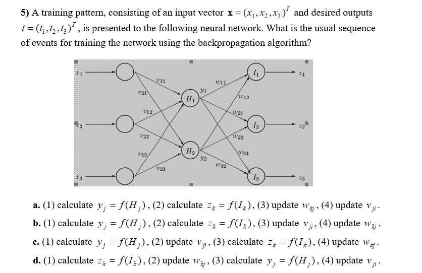  A training pattern, consisting of an input vector x=(x1,x2,x3)T and desired