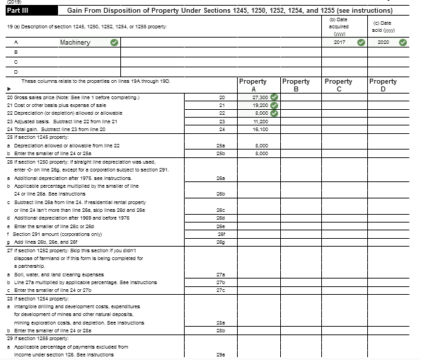 way. FORM 4797 COMPLETED. All answers should show except the name of