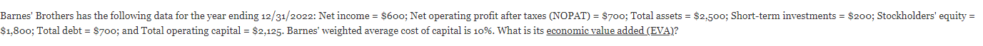  (NOPAT)=$700