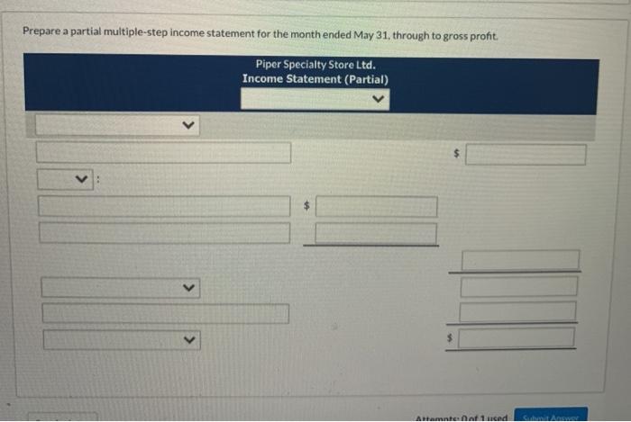 $1,500: Inventory $3,300, Common Shares $8,600; and Retained Earnings $3,400. Piper Specialty
