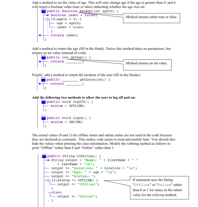a main method that uses the first class (i.e., UserInfoDriver creates instances
