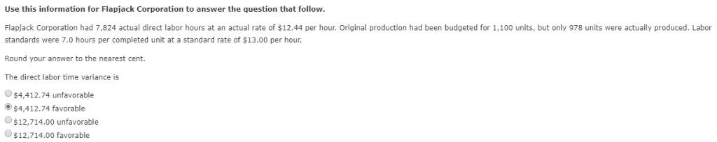 $1.98; actual, $2.03 Standard yards per unit: standard, 4.63 yards; actual, 5.09