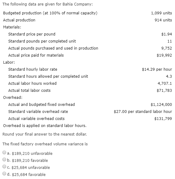standard costs and actual costs for direct materials for the manufacture of