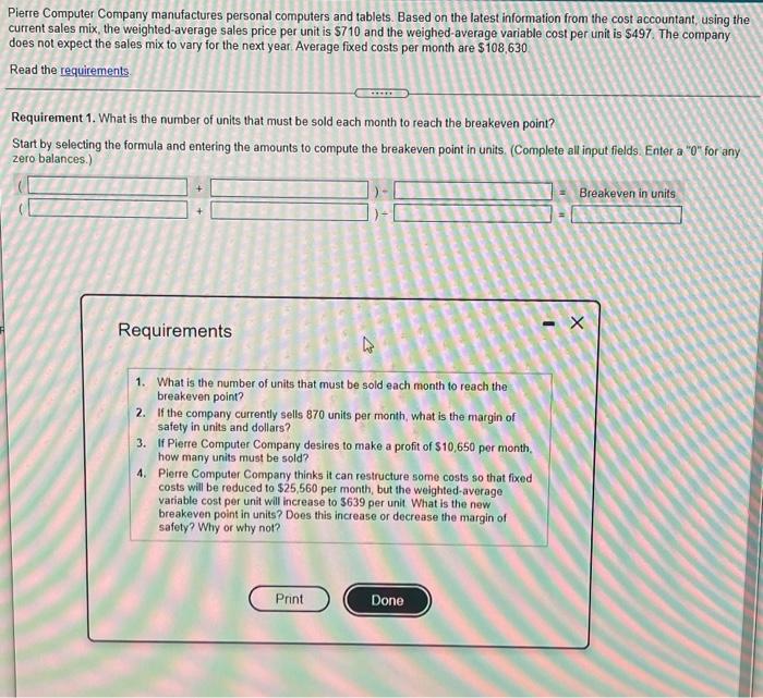  please answer the question completely and show your work. Pierre Computer