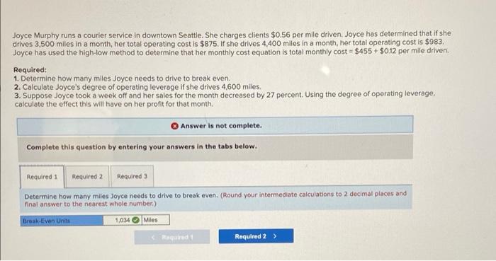 final answer only Joyce Murphy runs a courier service in downtown Seattle.