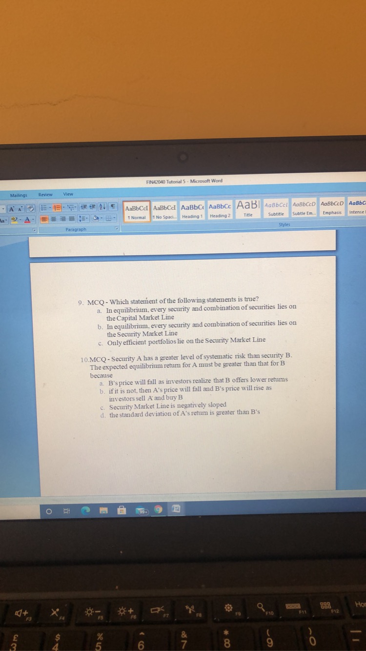  please kindly answer both these two questions FIN42040 Tutorial 5 -