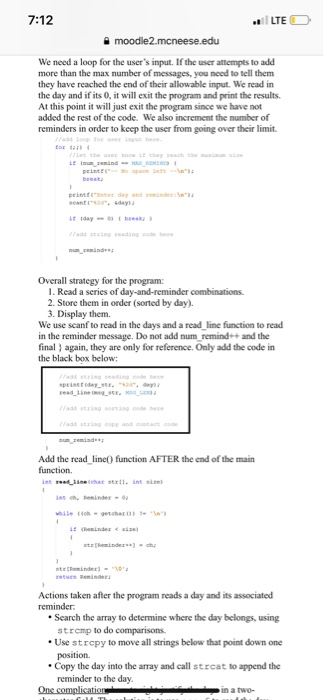 LAB 4 PROGRAM: PRINTING A ONE-MONTH REMINDER LIST The remind.c program prints