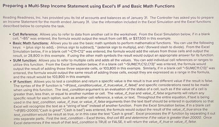  Preparing a Multi-Step Income Statement using Excel's IF and Basic Math