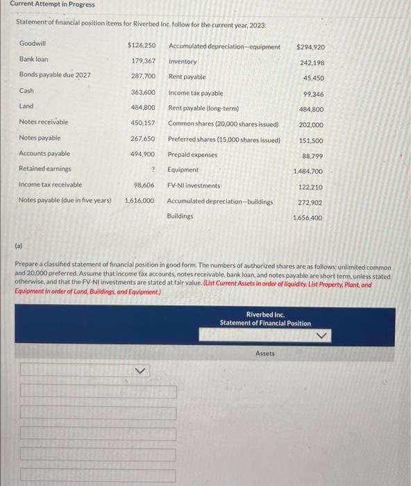  Current Attempt in Progress Statement of financial position items for Riverbed