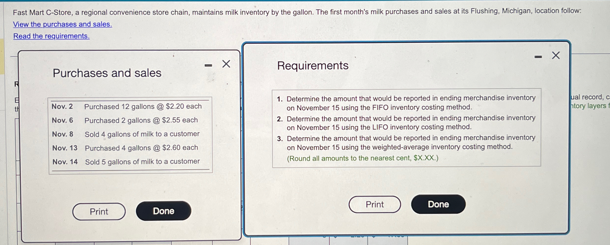  Fast Mart C-Store, a regional convenience store chain, maintains milk inventory