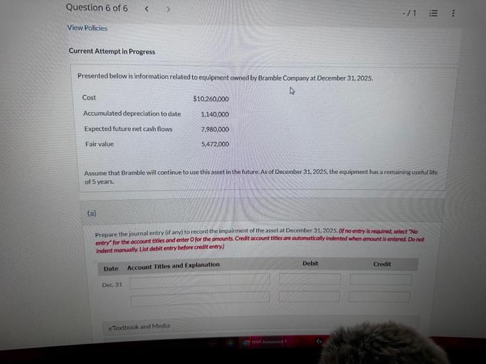  Current Attempt in Progress Presented below is information related to equipment