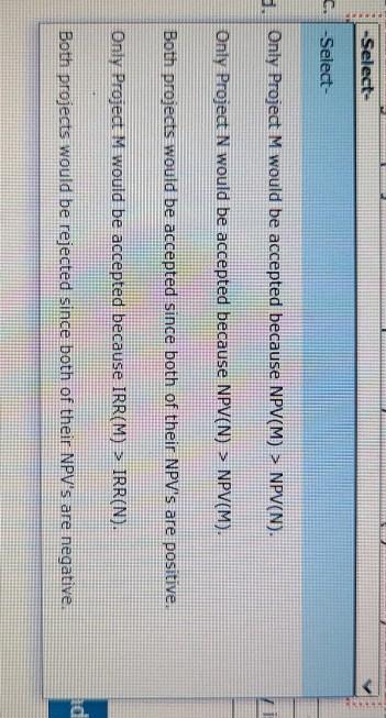 projects for this year's capital budget. After-tax cash flows, including depreciation, are