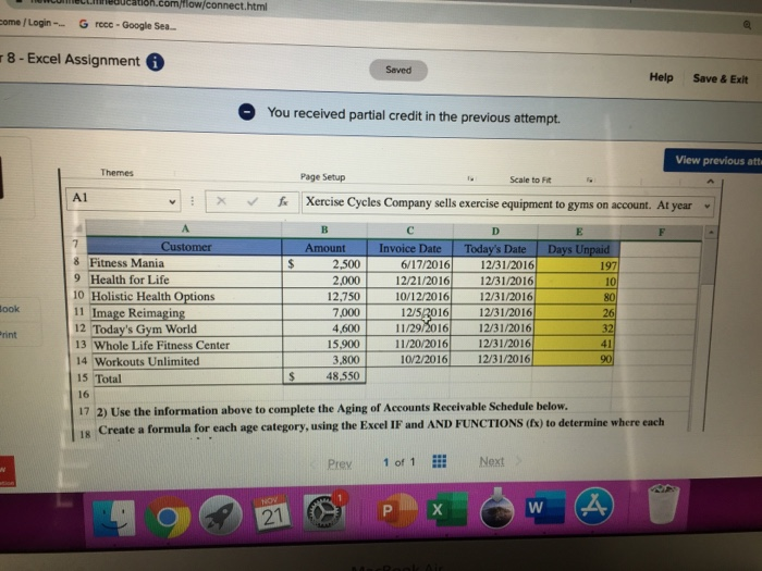 Controller has asked you to help prepare the Aging of Accounts Receivable