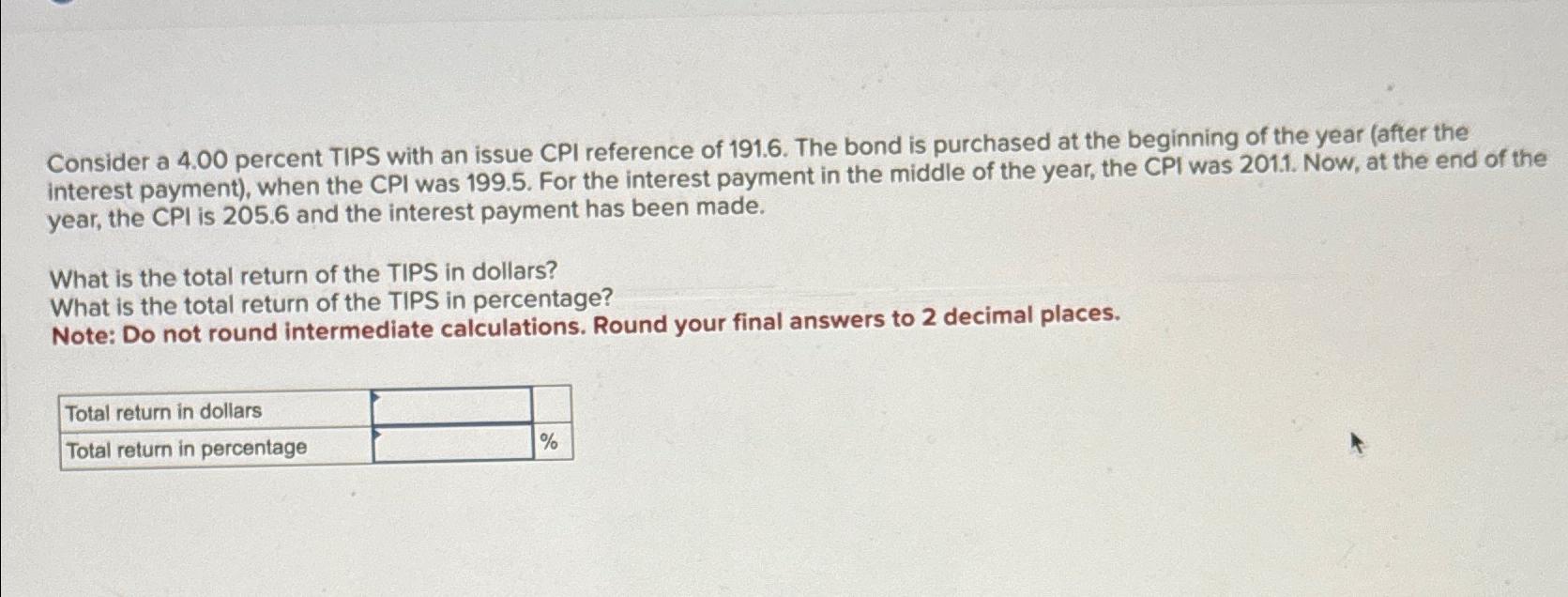  Consider a 4.00 percent TIPS with an issue CPI reference of