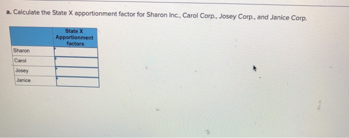 applies to the questions displayed below.) Sharon Inc. is headquartered in State