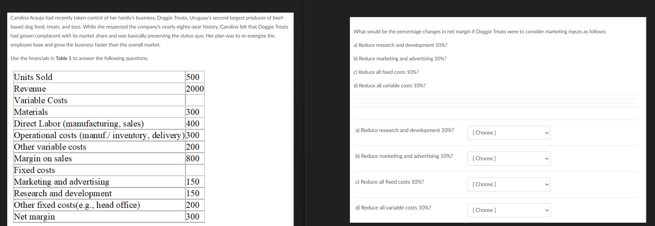  What would be the percentage changes in net margin if Doggie