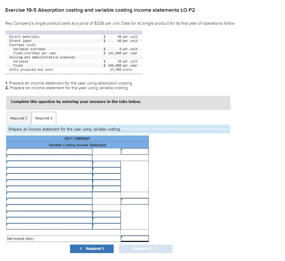 Rey Company's single product sells at a price of $236 per unit.