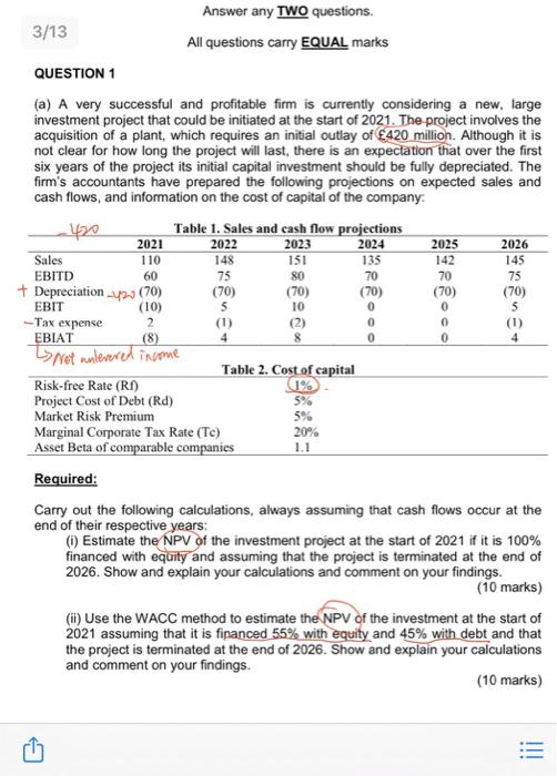  470 60 0 2 0 Answer any TWO questions. 3/13 All