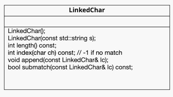 Specify and implement an ADT character string by using a linked chain