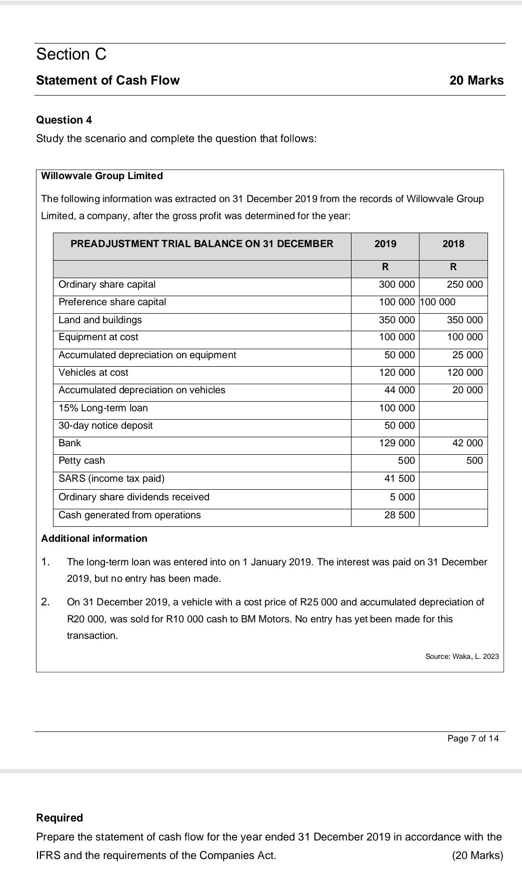 Question 4 Study the scenario and complete the question that follows: