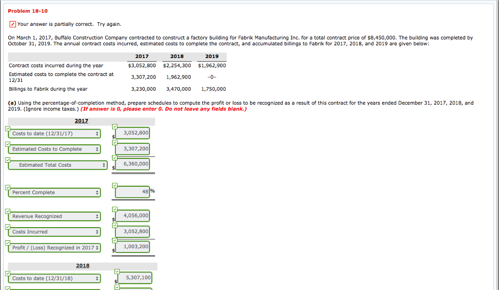  Problem 18-10 Your answer is partially correct. Try again. On March