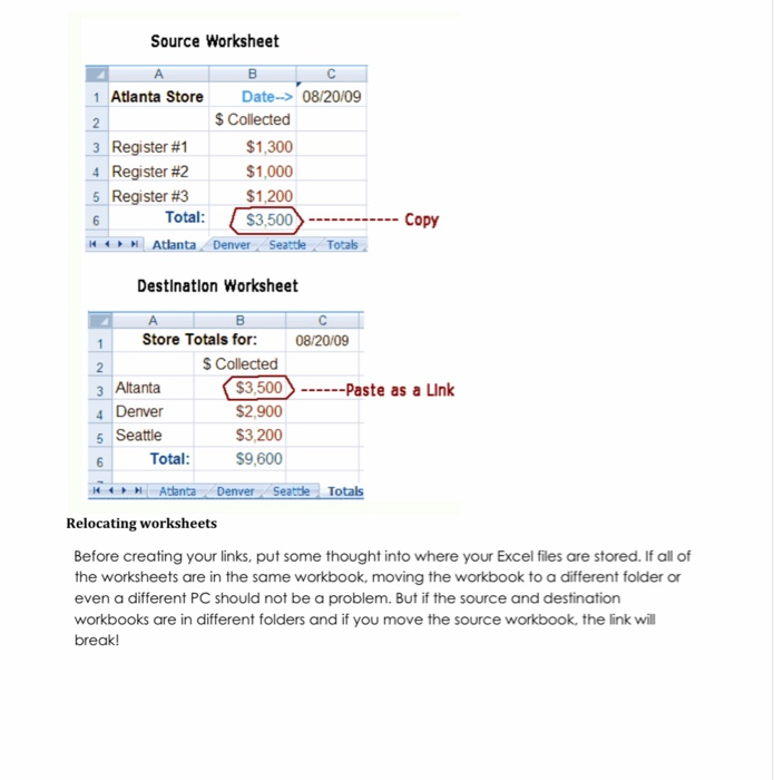 2. Copy the data shown in the source and destination worksheets below.
