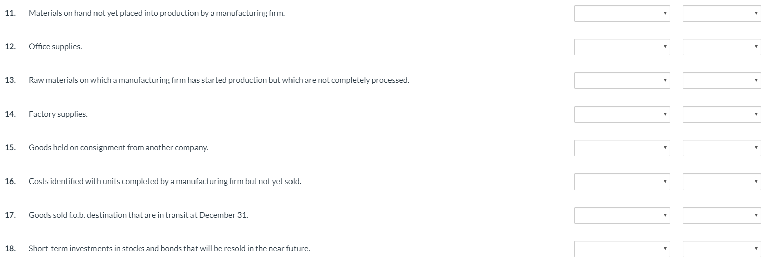 is a list of items that may or may not be reported