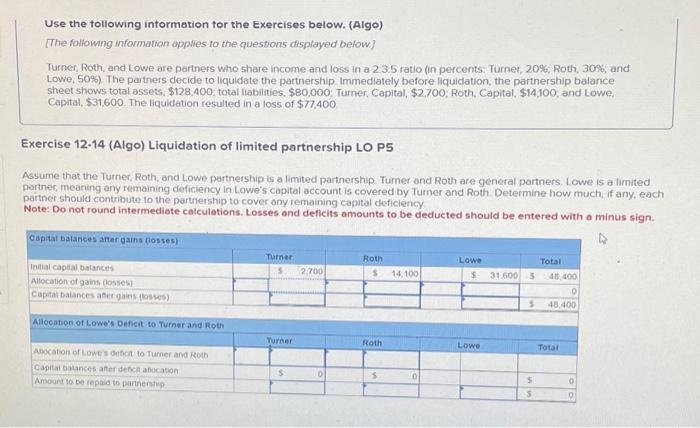  help pls :) Use the following intormation for the Exercises below.