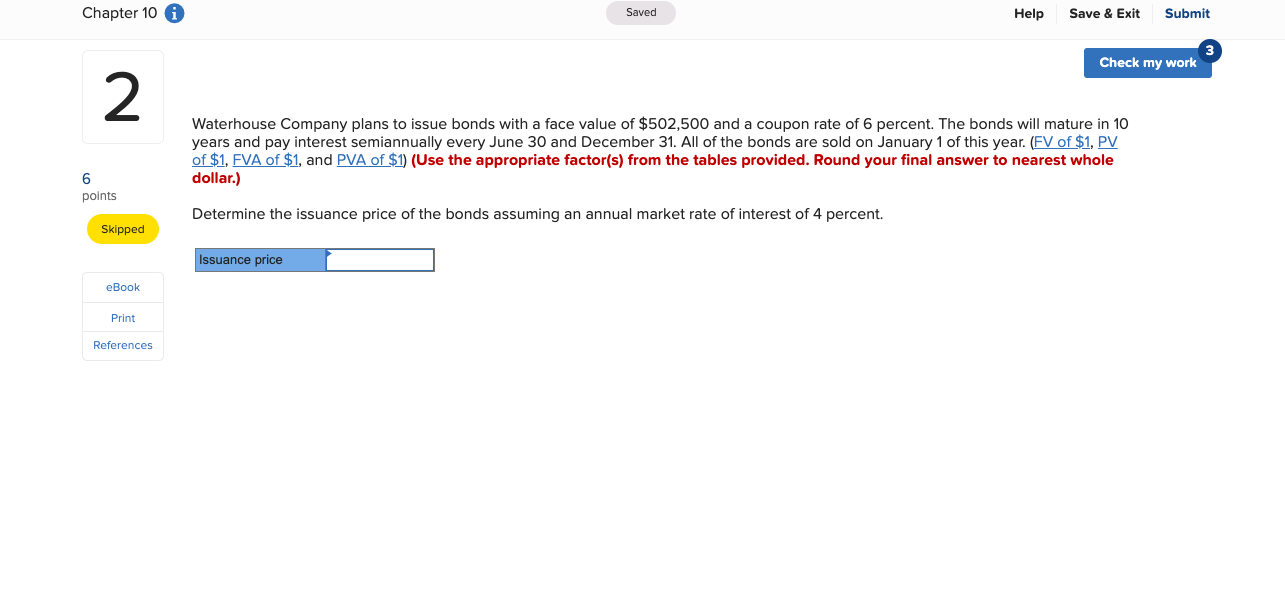  Chapter 10 6 Saved Help Save & Exit Submit Check my