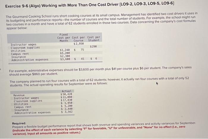  Exercise 9-6 (Algo) Working with More Than One Cost Driver (LO9-2,