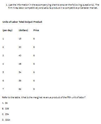  1. Uze the information in the sccompanying chart to answer the