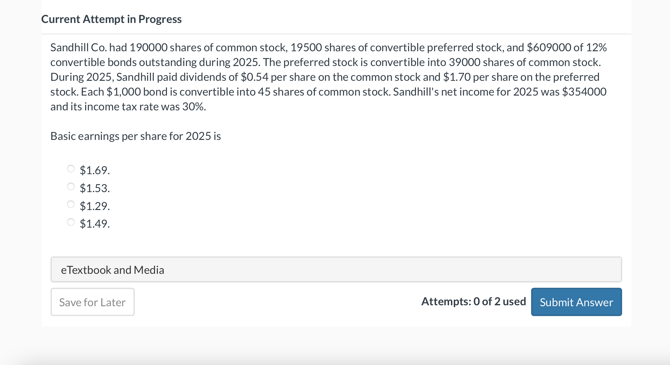  Current Attempt in Progress Sandhill Co. had 190000 shares of common