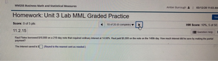  MM255 Business Math and Statistical Measures Amber Burrough 4 | 03/12/20