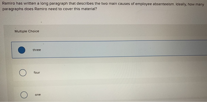  Ramiro has written a long paragraph that describes the two main